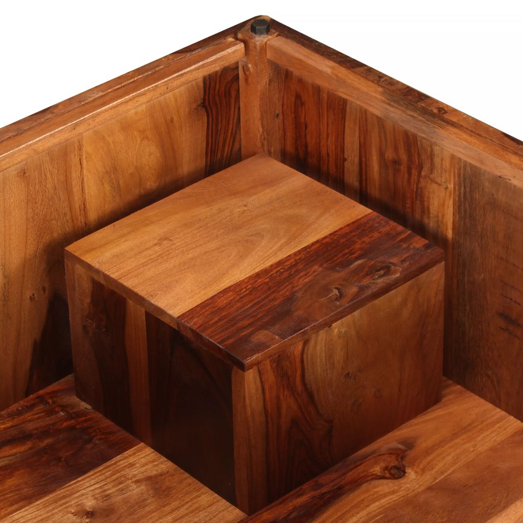 vidaXL Coffee Table Solid Sheesham Wood 27.6"x27.6"x11.8"-8