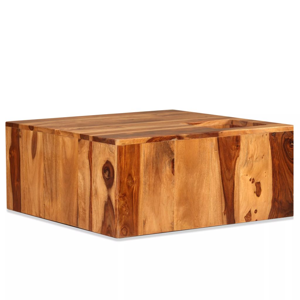 vidaXL Coffee Table Solid Sheesham Wood 27.6"x27.6"x11.8"-10