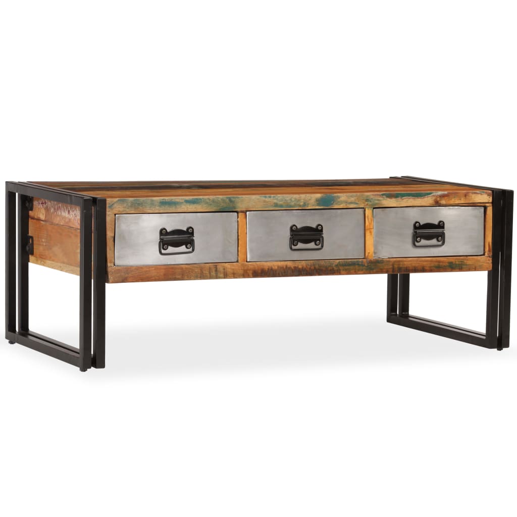 vidaXL Coffee Table with 3 Drawers Solid Reclaimed Wood 39.4"x19.7"x13.8"-2