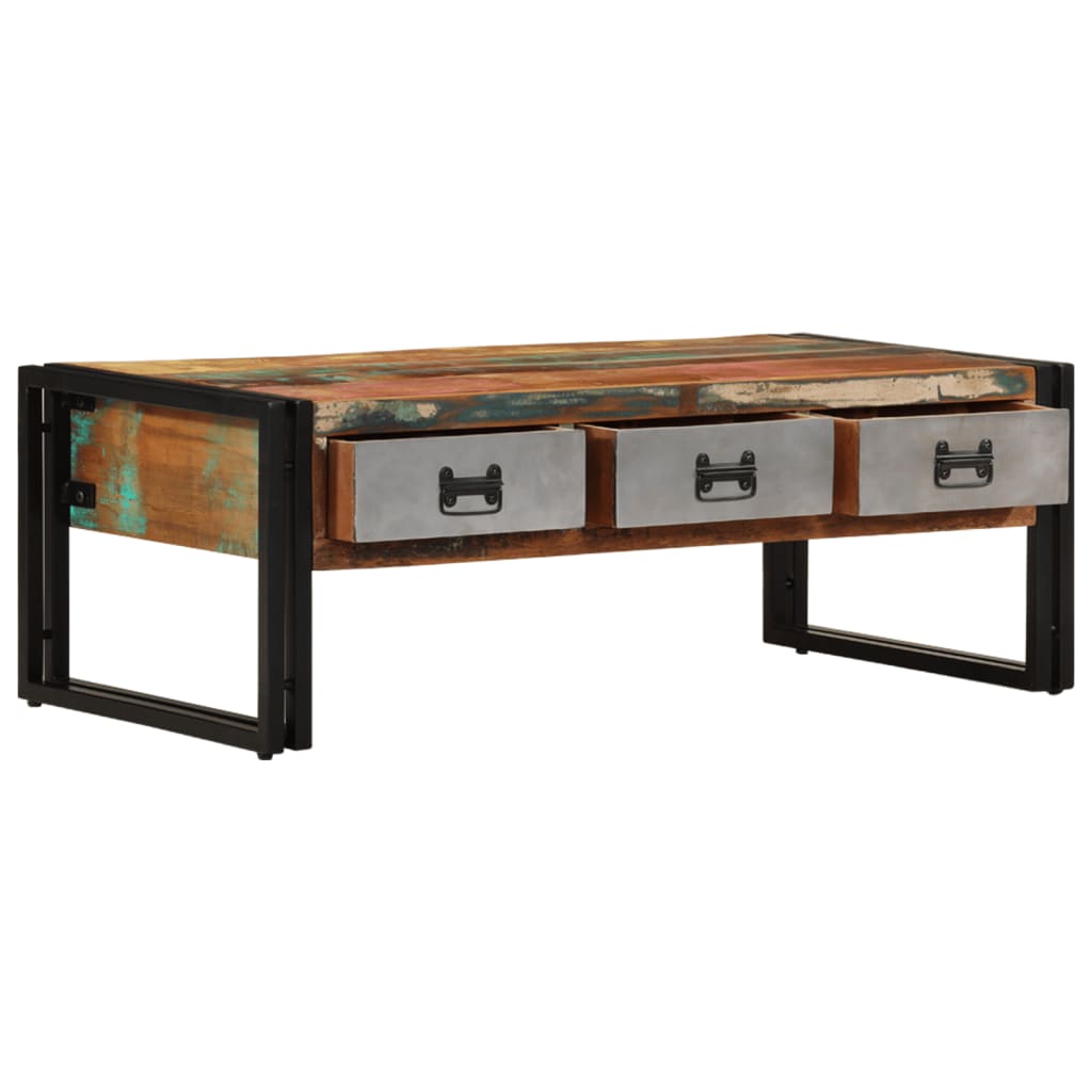 vidaXL Coffee Table with 3 Drawers Solid Reclaimed Wood 39.4"x19.7"x13.8"-5