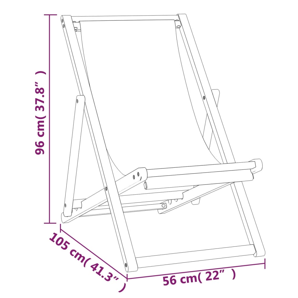 vidaXL Deck Chair Teak 22.1"x41.3"x37.8" Blue-47