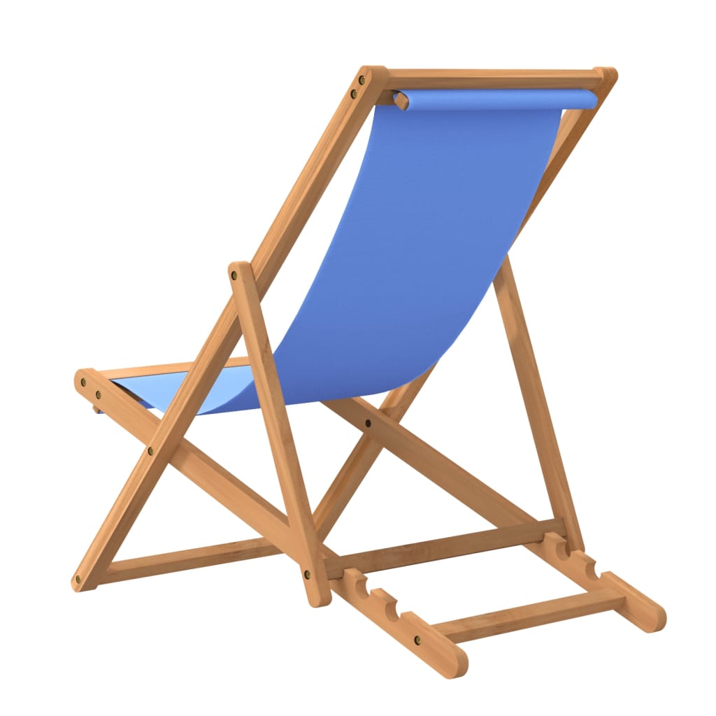 vidaXL Deck Chair Teak 22.1"x41.3"x37.8" Blue-2