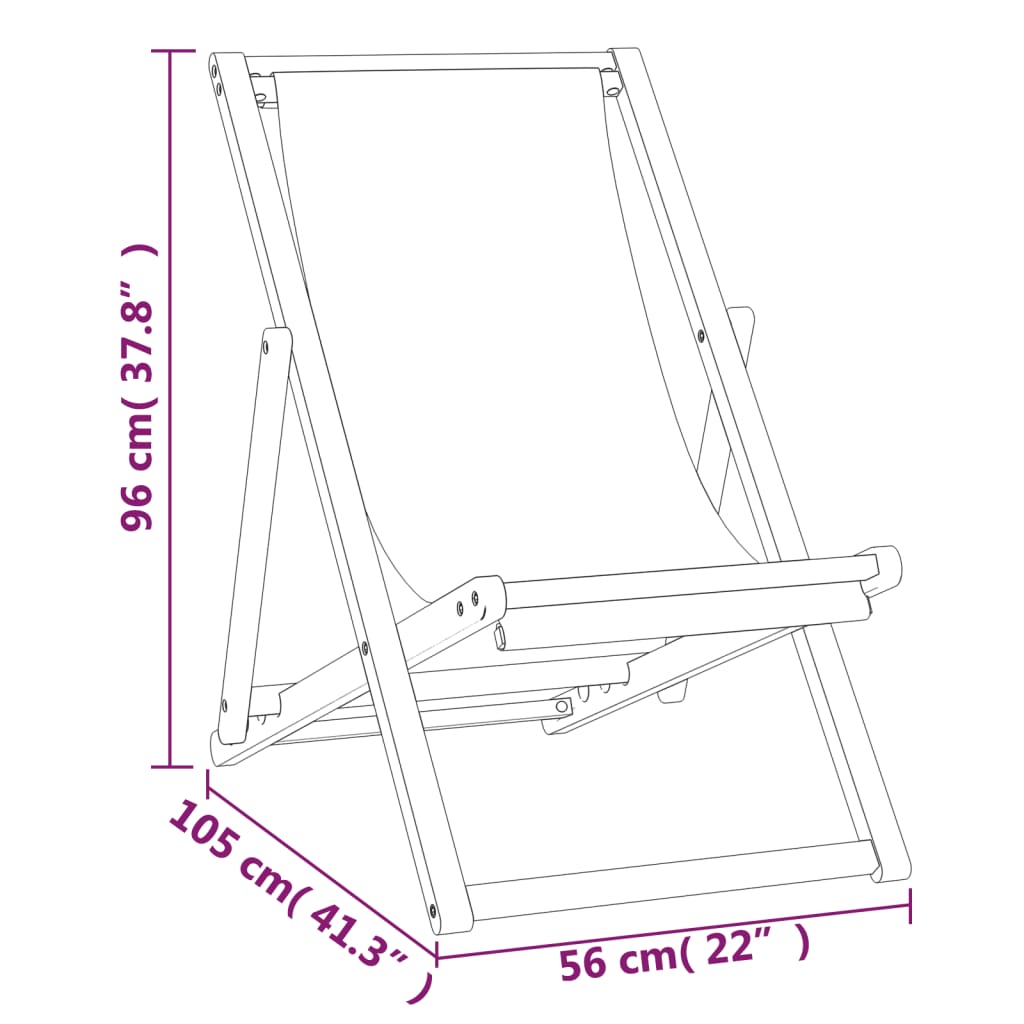 vidaXL Deck Chair Teak 22.1"x41.3"x37.8" Blue-23