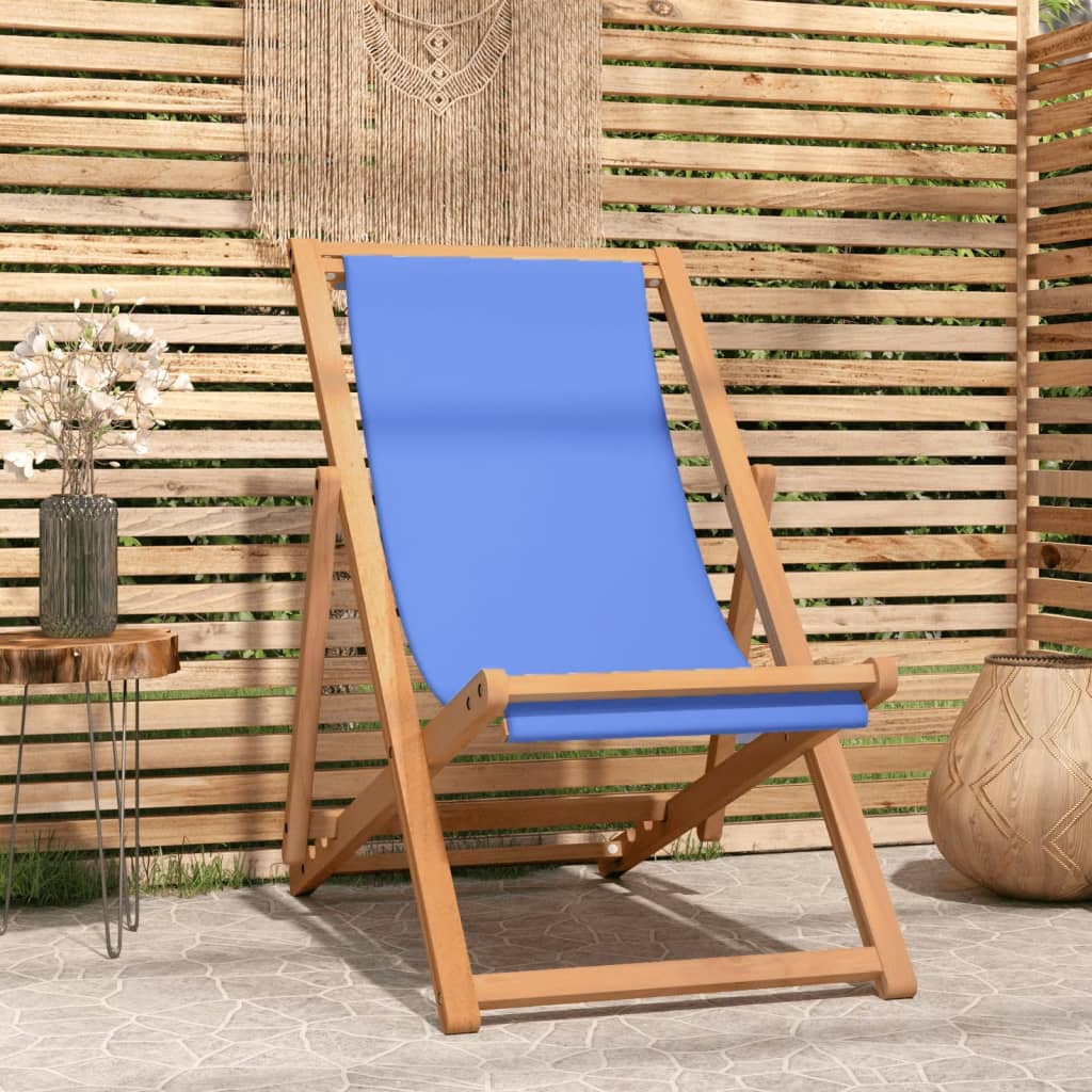 vidaXL Deck Chair Teak 22.1"x41.3"x37.8" Blue-54