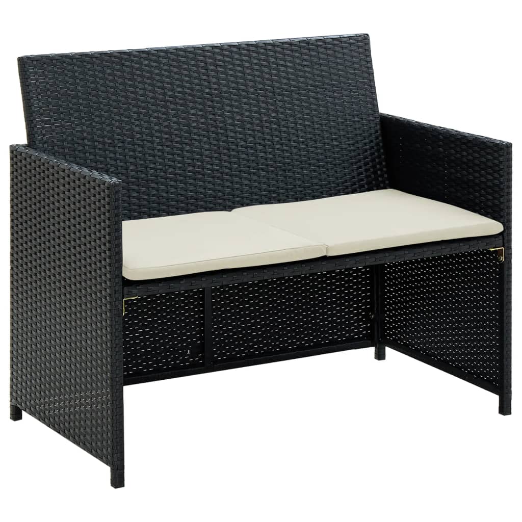 vidaXL 2 Seater Sofa Couch with Cushions Patio Wicker Love Seat PE Rattan-0