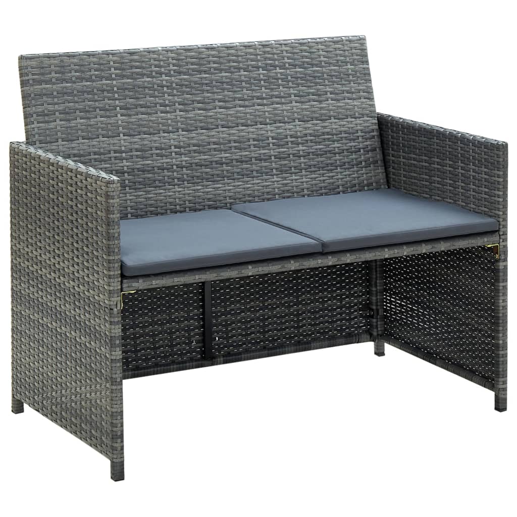 vidaXL 2 Seater Sofa Couch with Cushions Patio Wicker Love Seat PE Rattan-6