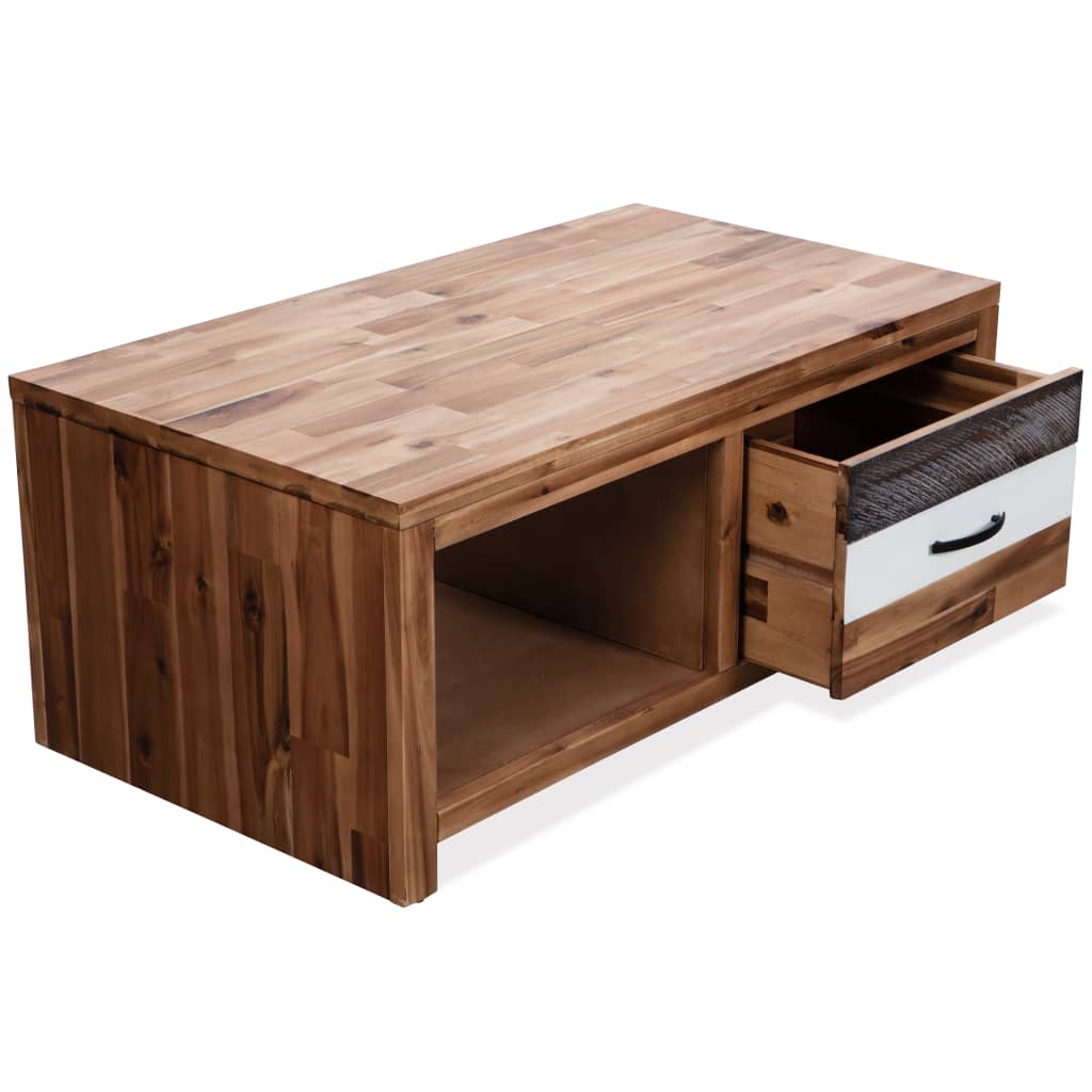 vidaXL Coffee Table Solid Acacia Wood 35.4"x19.7"x14.8"-4
