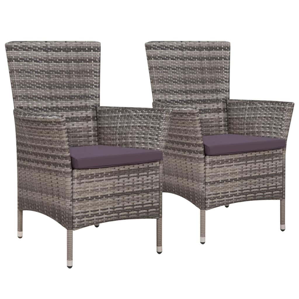 vidaXL Patio Chairs 2 pcs Poly Rattan Brown-11