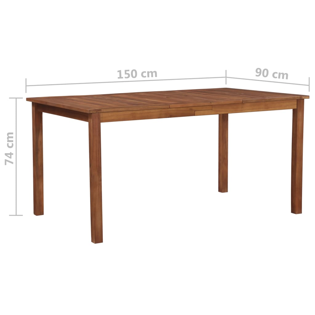 vidaXL Outdoor Dining Table Patio Table with Umbrella Hole Solid Acacia Wood-3