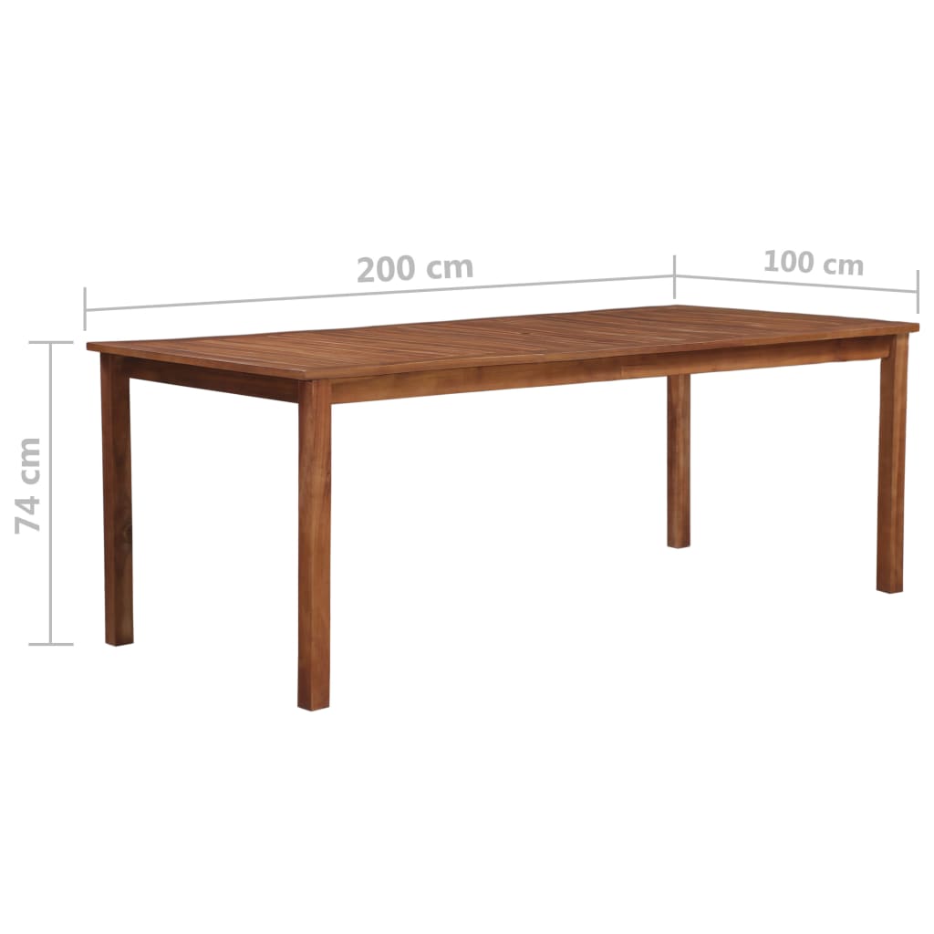 vidaXL Outdoor Dining Table Patio Table with Umbrella Hole Solid Acacia Wood-8