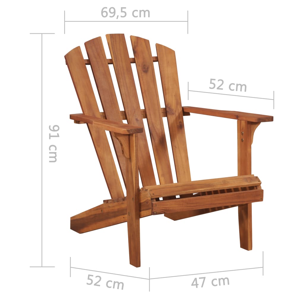 vidaXL Patio Adirondack Chair Solid Acacia Wood-2