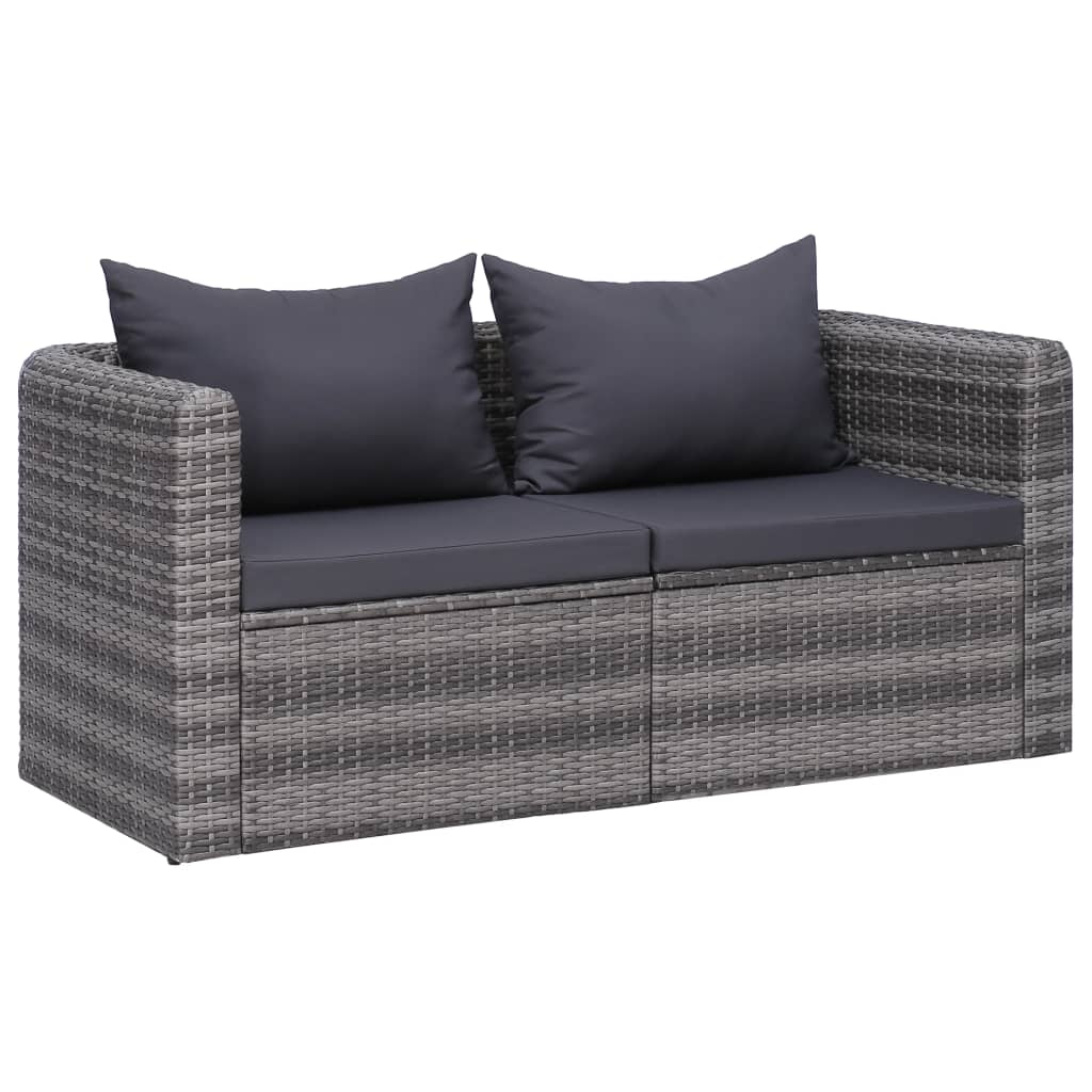 vidaXL Outdoor Sofa Couch with Cushions Patio Deck Wicker Furniture PE Rattan-1