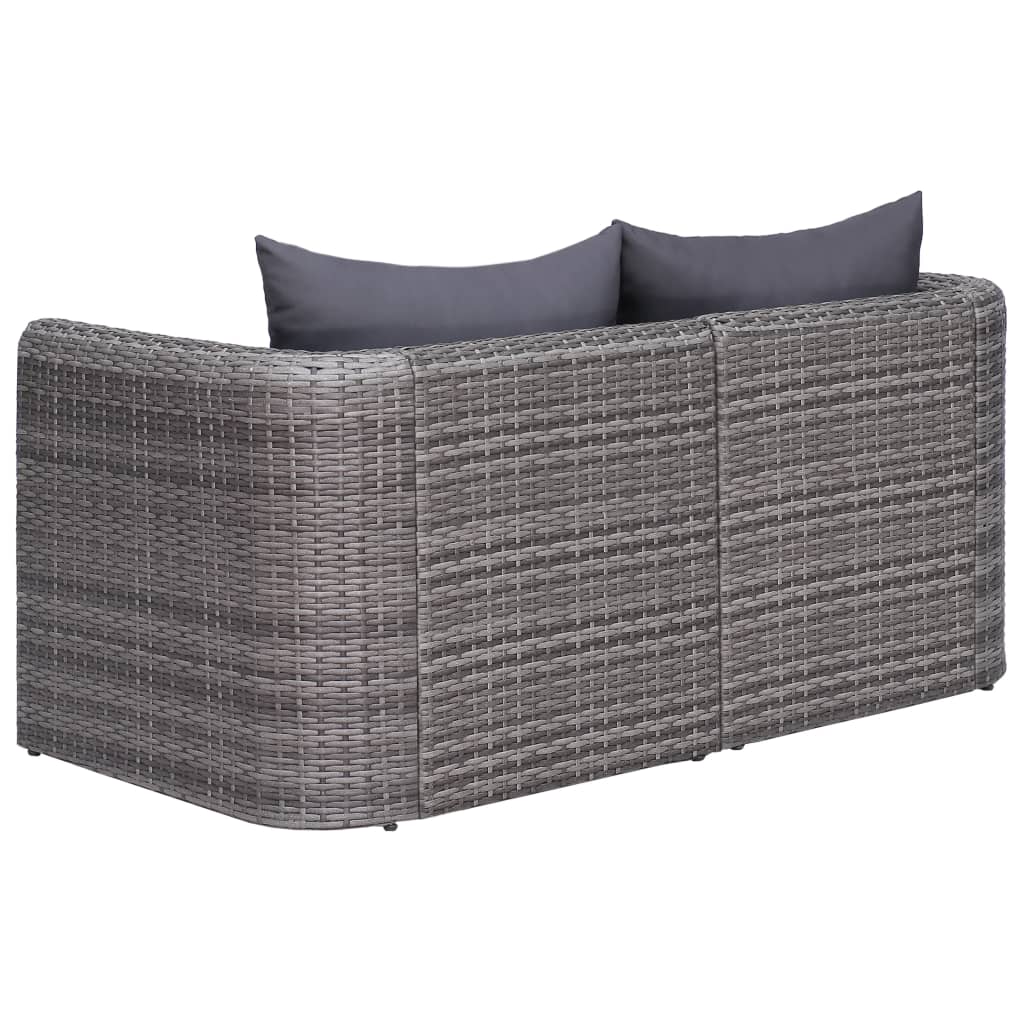 vidaXL Outdoor Sofa Couch with Cushions Patio Deck Wicker Furniture PE Rattan-15