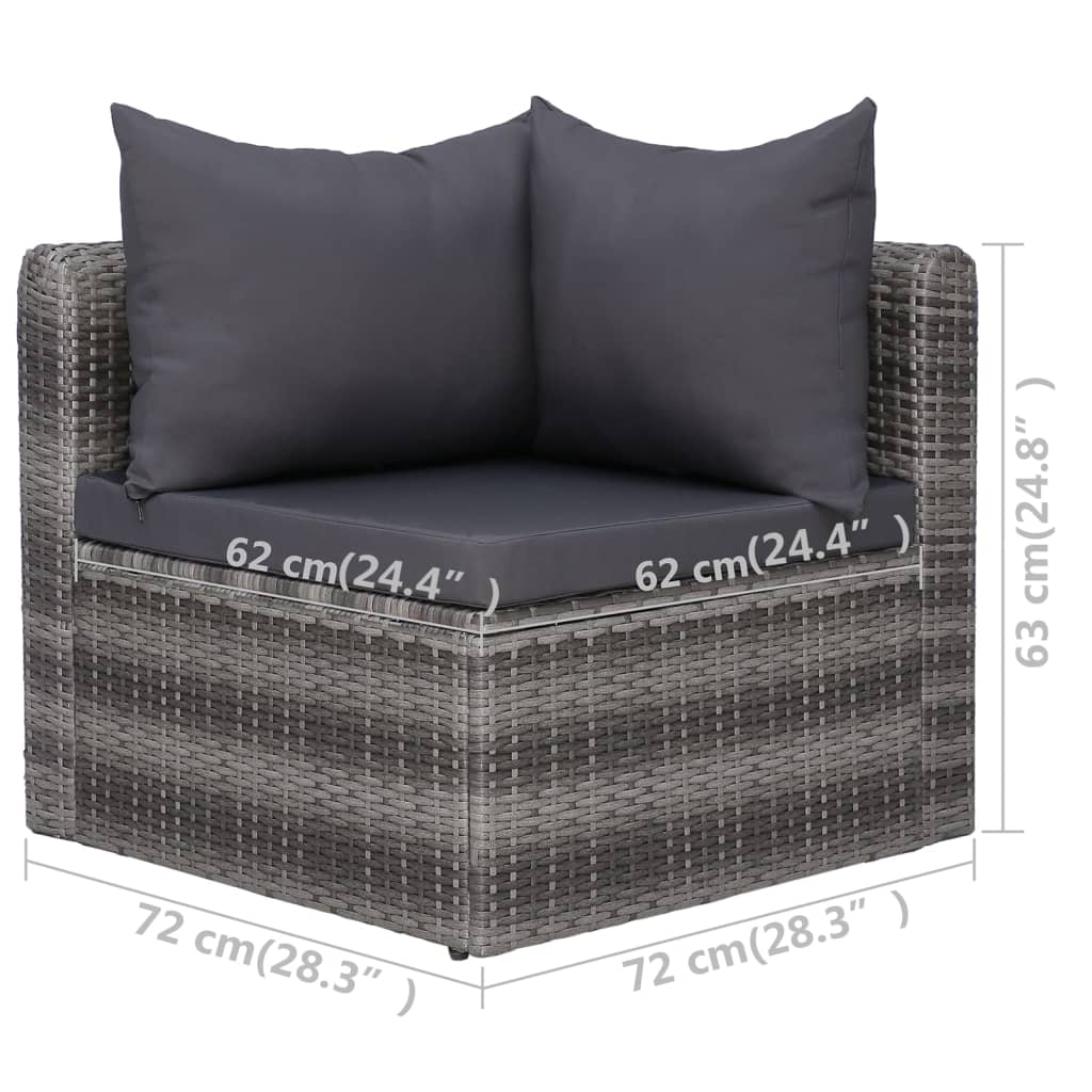 vidaXL Outdoor Sofa Couch with Cushions Patio Deck Wicker Furniture PE Rattan-19