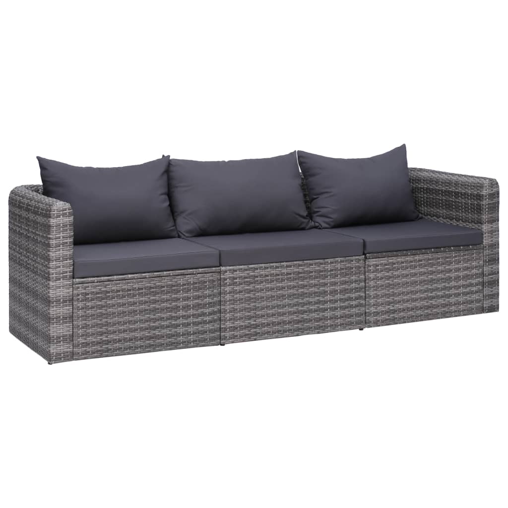 vidaXL Outdoor Sofa Couch with Cushions Patio Deck Wicker Furniture PE Rattan-3