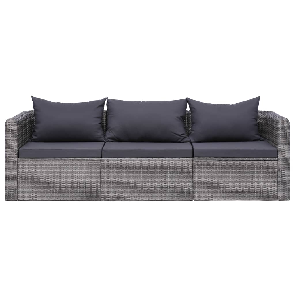 vidaXL Outdoor Sofa Couch with Cushions Patio Deck Wicker Furniture PE Rattan-8