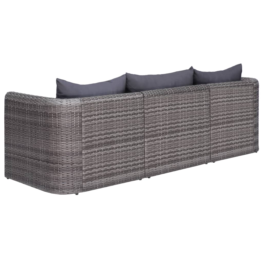 vidaXL Outdoor Sofa Couch with Cushions Patio Deck Wicker Furniture PE Rattan-11