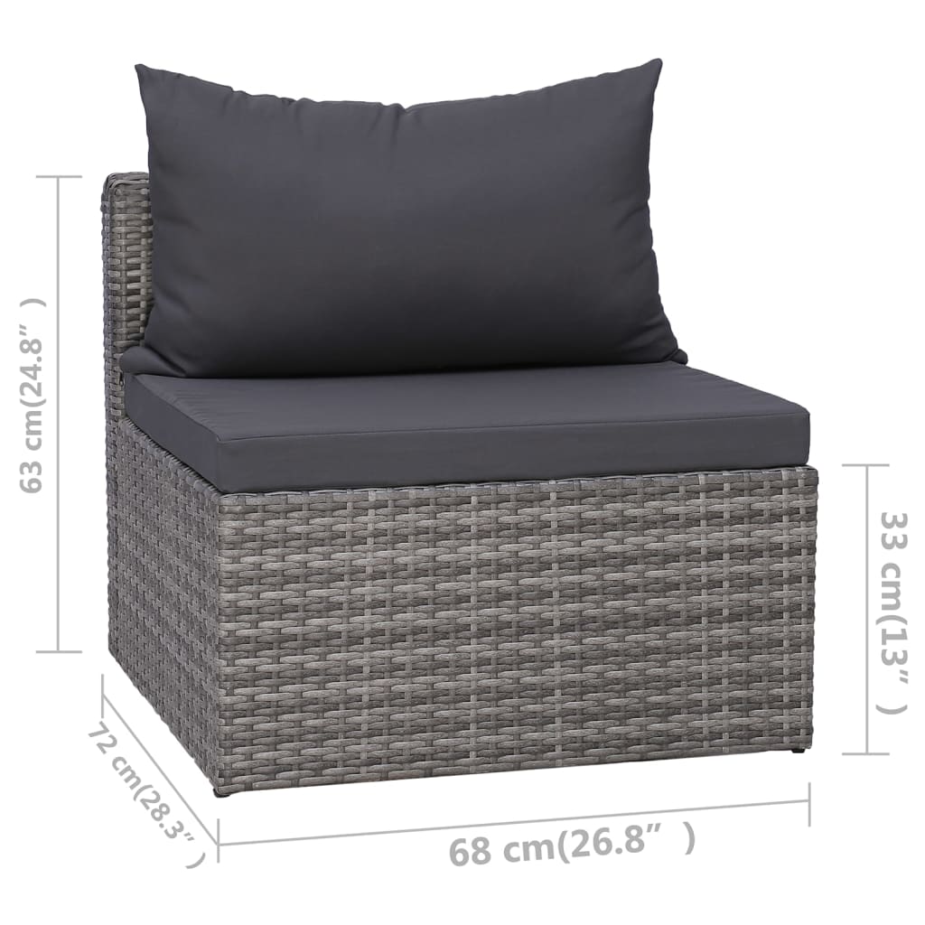 vidaXL Outdoor Sofa Couch with Cushions Patio Deck Wicker Furniture PE Rattan-14