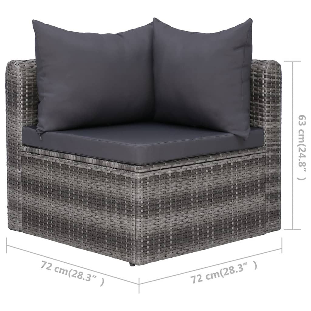 vidaXL Outdoor Sofa Couch with Cushions Patio Deck Wicker Furniture PE Rattan-5