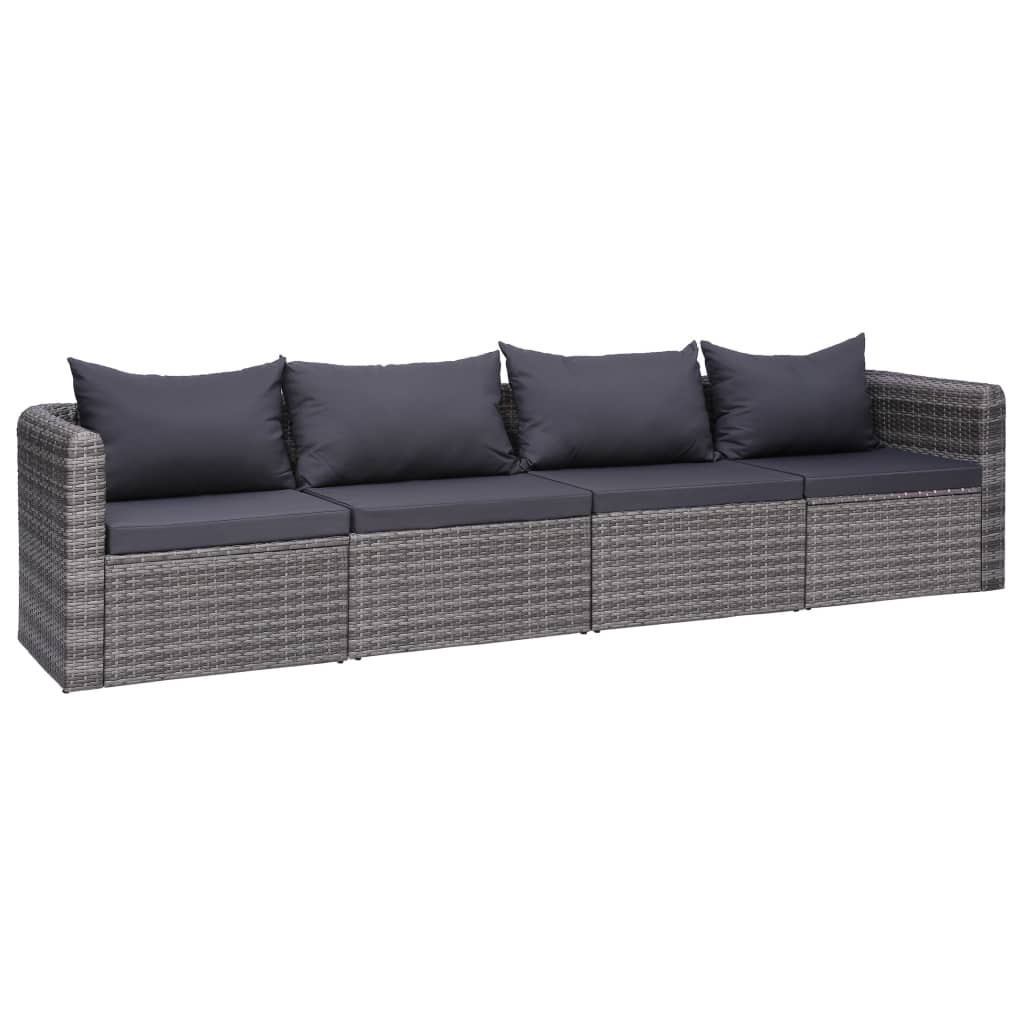 vidaXL Outdoor Sofa Couch with Cushions Patio Deck Wicker Furniture PE Rattan-7