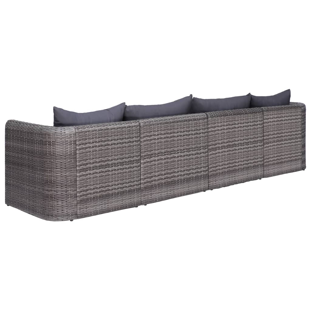 vidaXL Outdoor Sofa Couch with Cushions Patio Deck Wicker Furniture PE Rattan-13