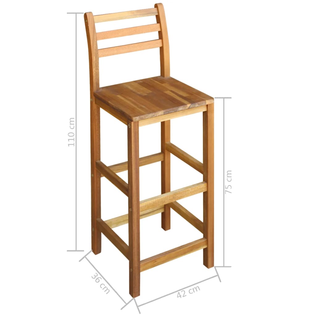 vidaXL Bar Stool Bar Seat Counter Height Stool for Kitchen Pub Solid Wood-20