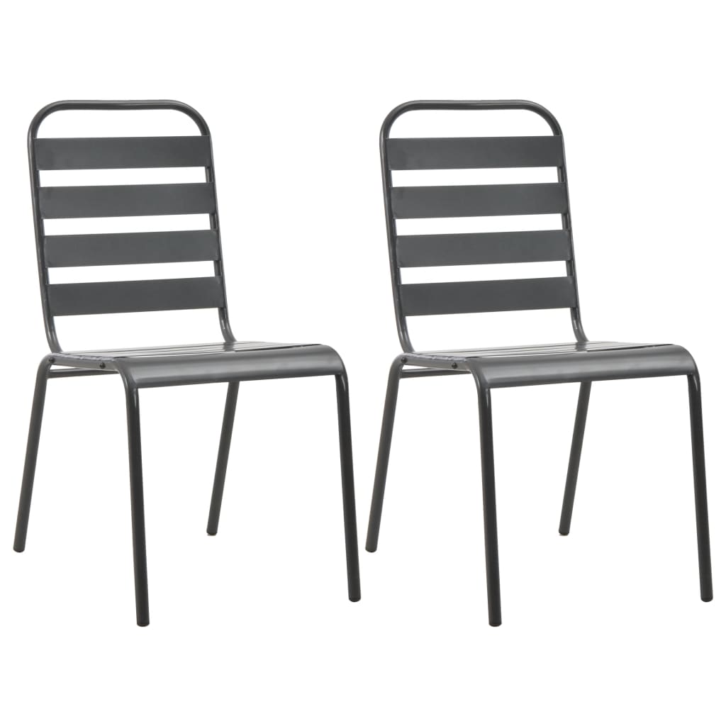 vidaXL Stackable Patio Chairs 2 pcs Steel Gray-0