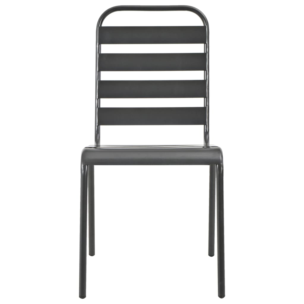 vidaXL Stackable Patio Chairs 2 pcs Steel Gray-2