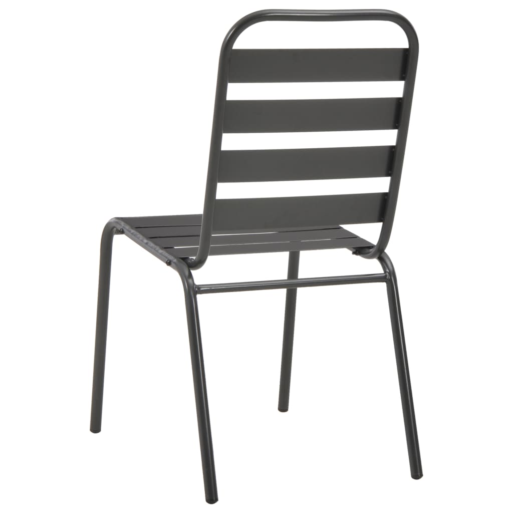 vidaXL Stackable Patio Chairs 2 pcs Steel Gray-4