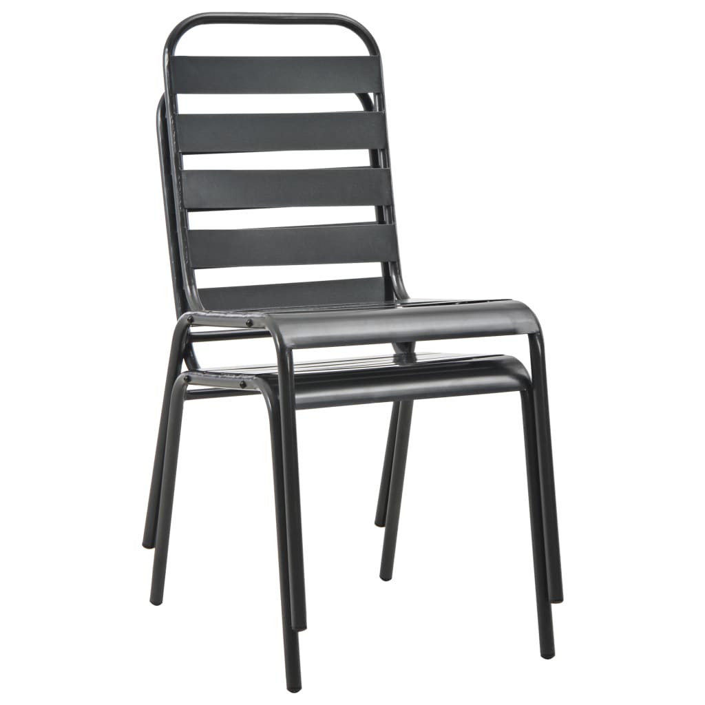 vidaXL Stackable Patio Chairs 2 pcs Steel Gray-6