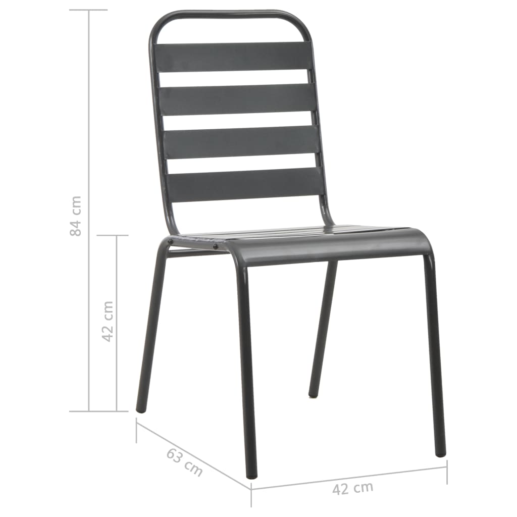 vidaXL Stackable Patio Chairs 2 pcs Steel Gray-7