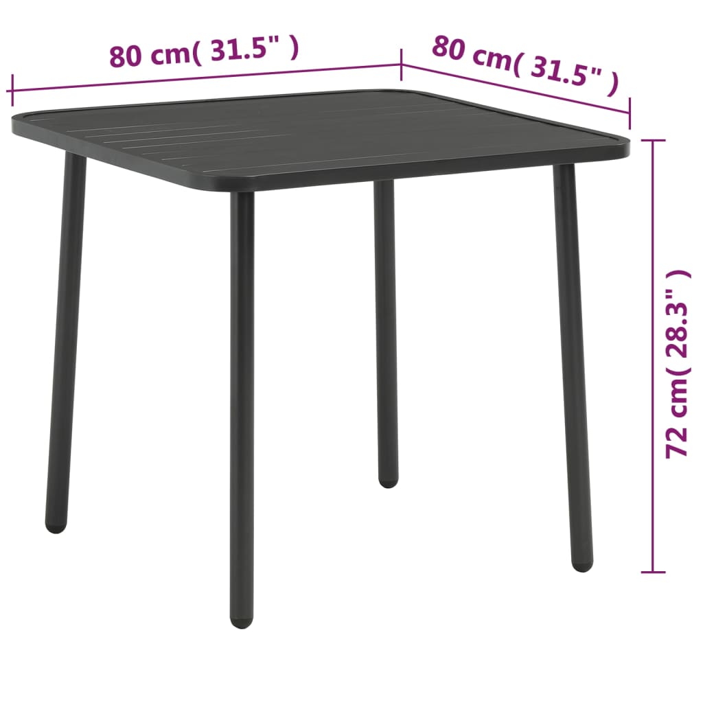 vidaXL Patio Table Outdoor Dining Table Garden Furniture for Deck Porch Steel-4