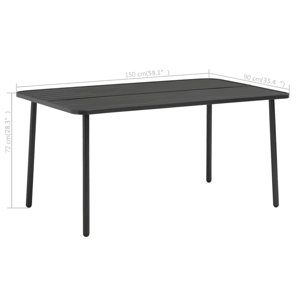 vidaXL Patio Table Outdoor Dining Table Garden Furniture for Deck Porch Steel-6