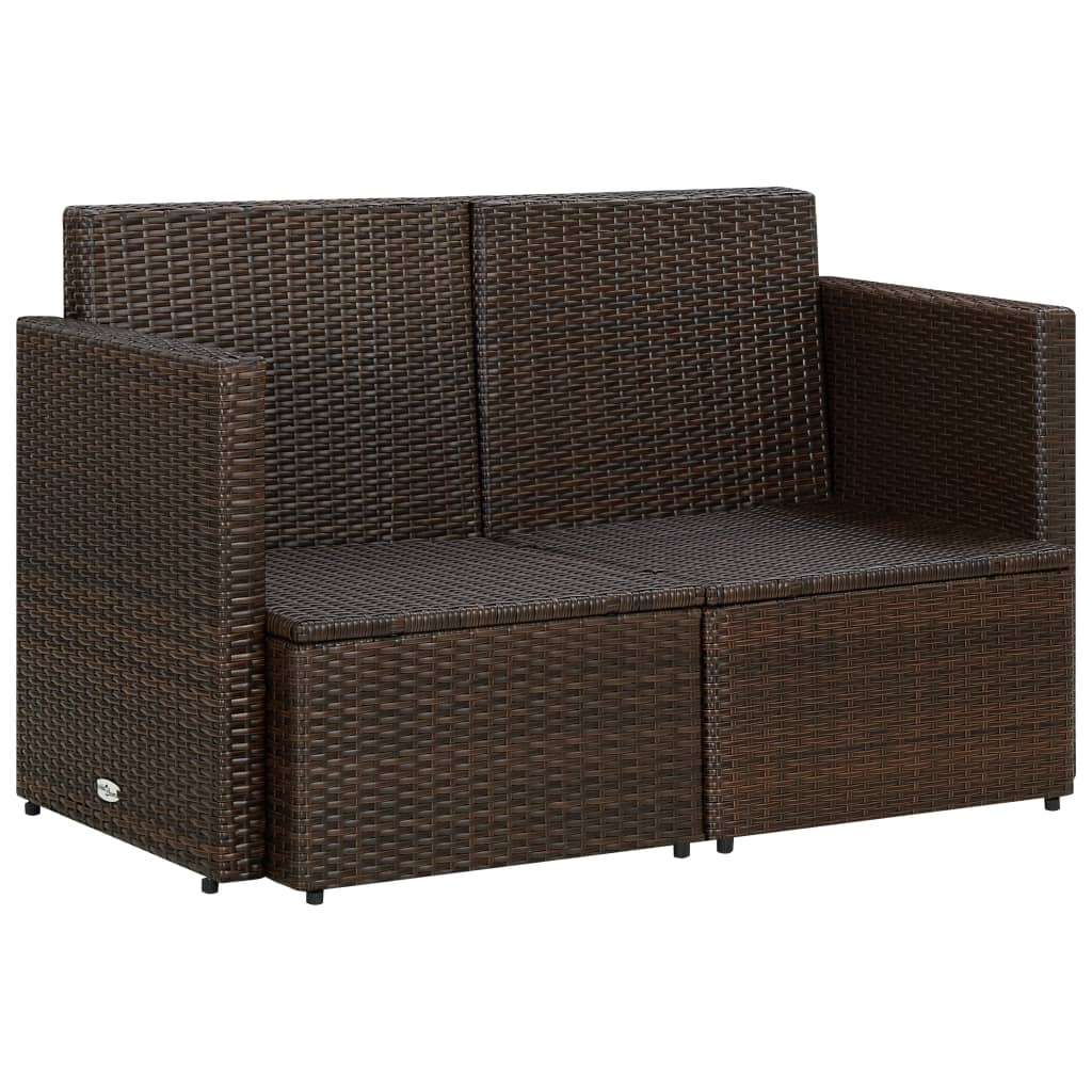 vidaXL 2 Seater Sofa Couch with Cushions Patio Wicker Love Seat PE Rattan-12