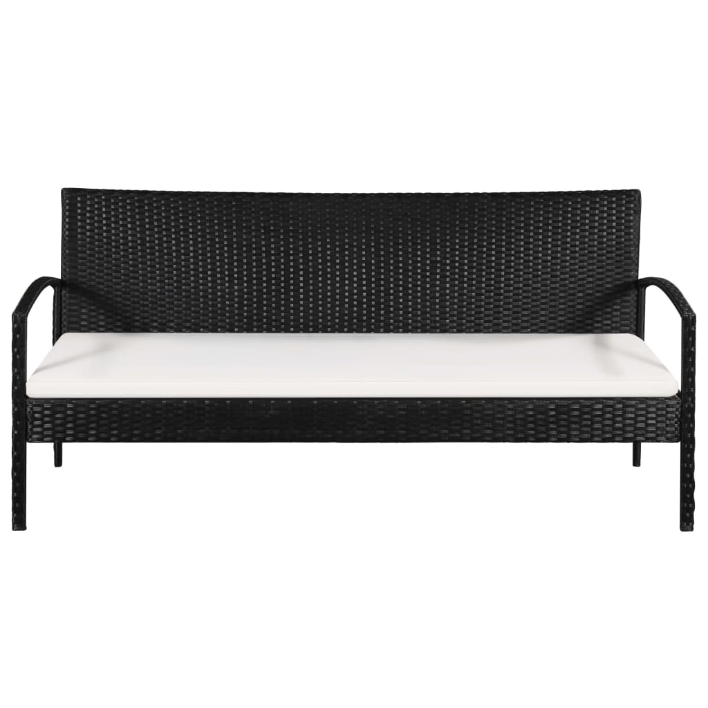 vidaXL 3 Seater Sofa Patio Deck Outdoor Wicker Couch with Cushions PE Rattan-4