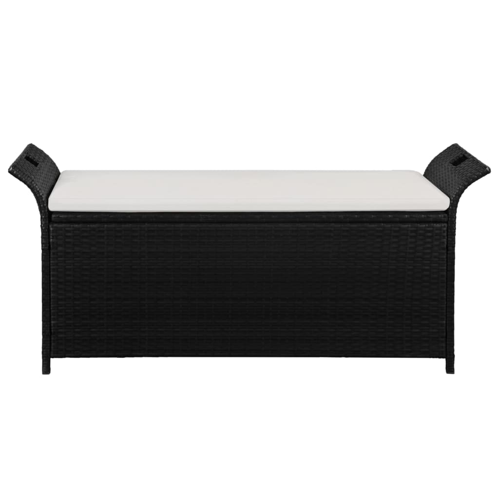 vidaXL Outdoor Storage Bench Patio Rattan Storage Box with Cushion Poly Rattan-11