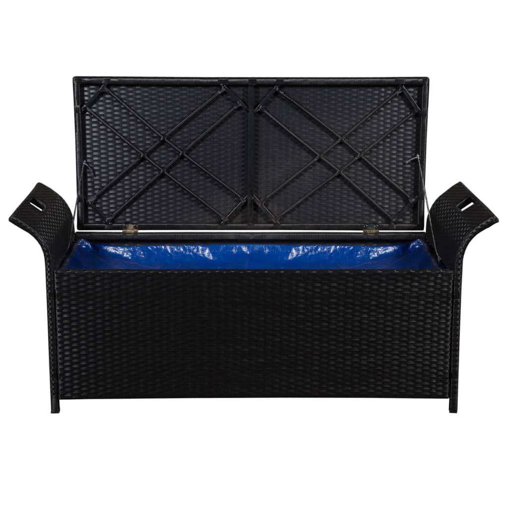 vidaXL Outdoor Storage Bench Patio Rattan Storage Box with Cushion Poly Rattan-20