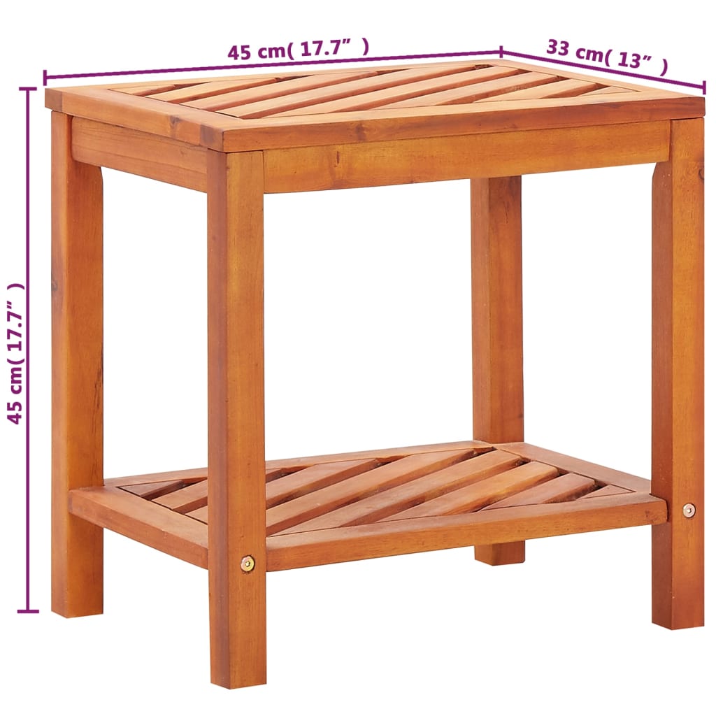 vidaXL Side Table Solid Acacia Wood 17.7"x13"x17.7"-4