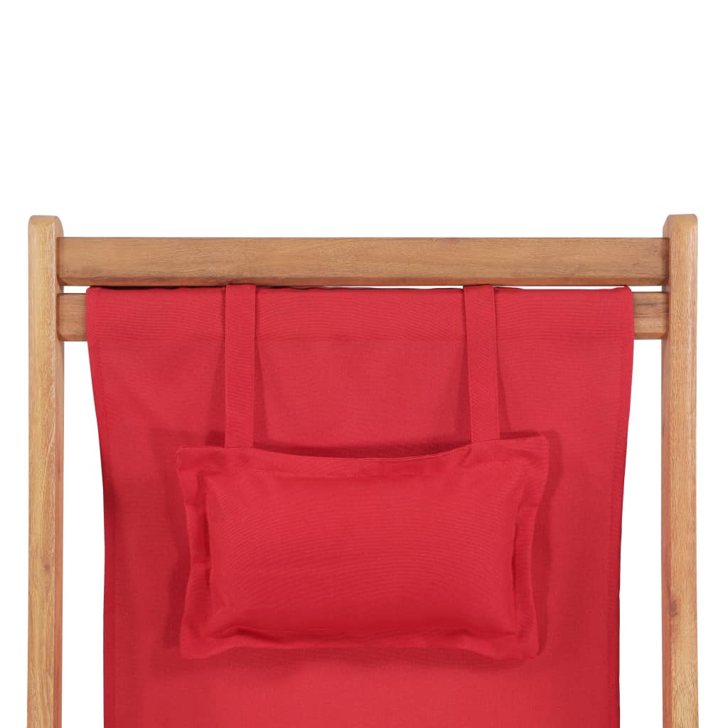 vidaXL Beach Sling Patio Chair Folding Deck Chair Fabric and Wooden Frame-10