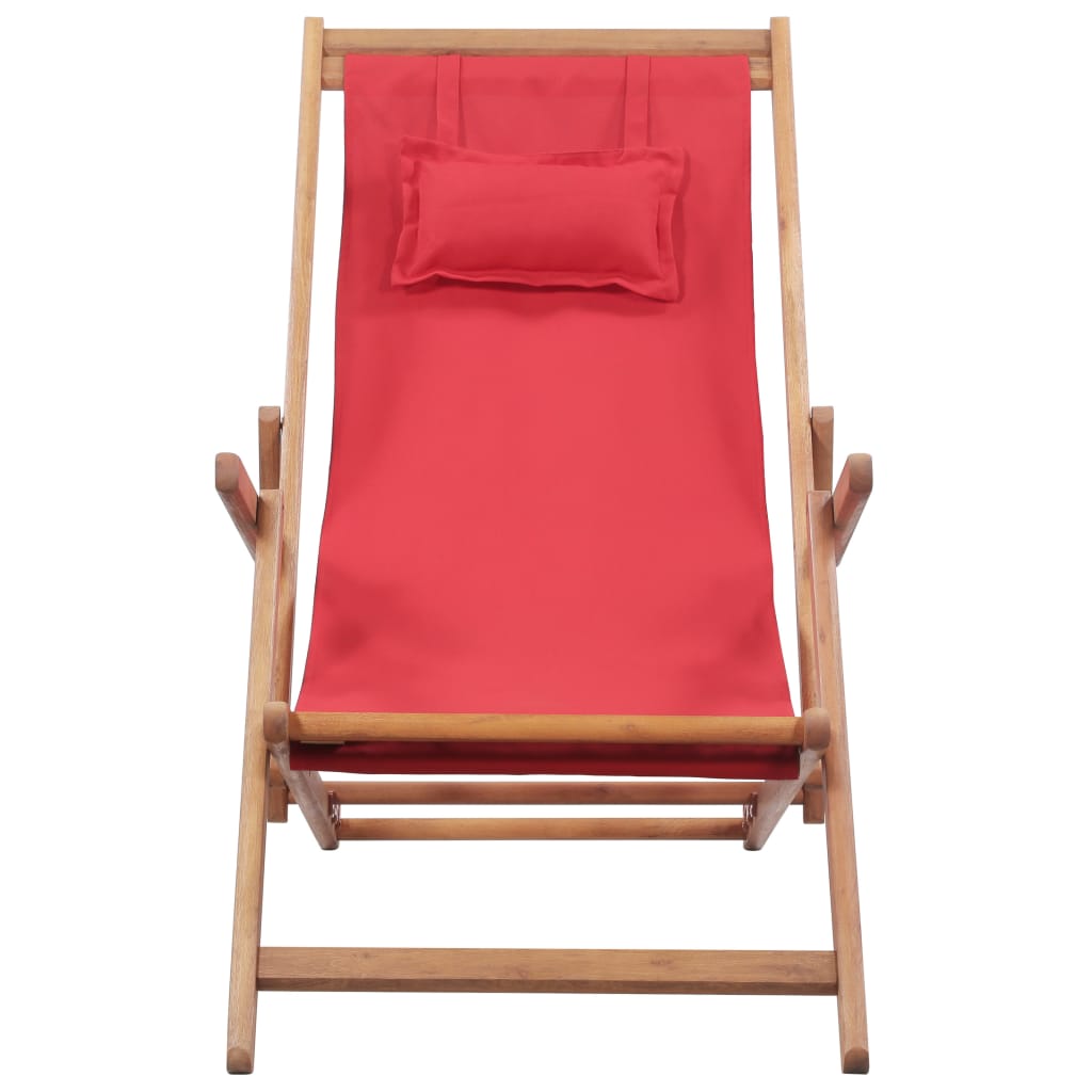 vidaXL Beach Sling Patio Chair Folding Deck Chair Fabric and Wooden Frame-16