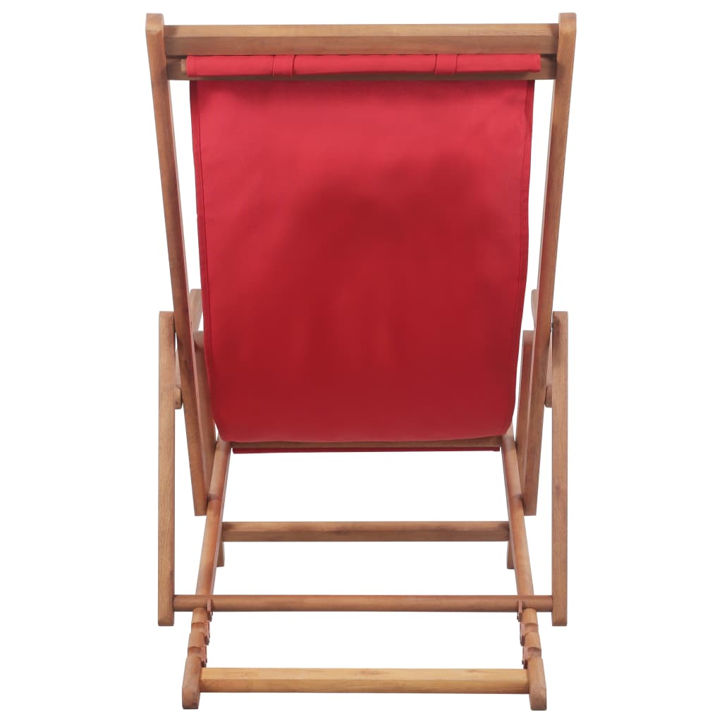 vidaXL Beach Sling Patio Chair Folding Deck Chair Fabric and Wooden Frame-48