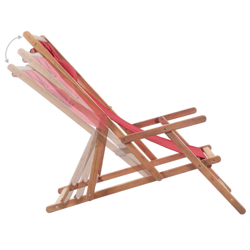 vidaXL Beach Sling Patio Chair Folding Deck Chair Fabric and Wooden Frame-35