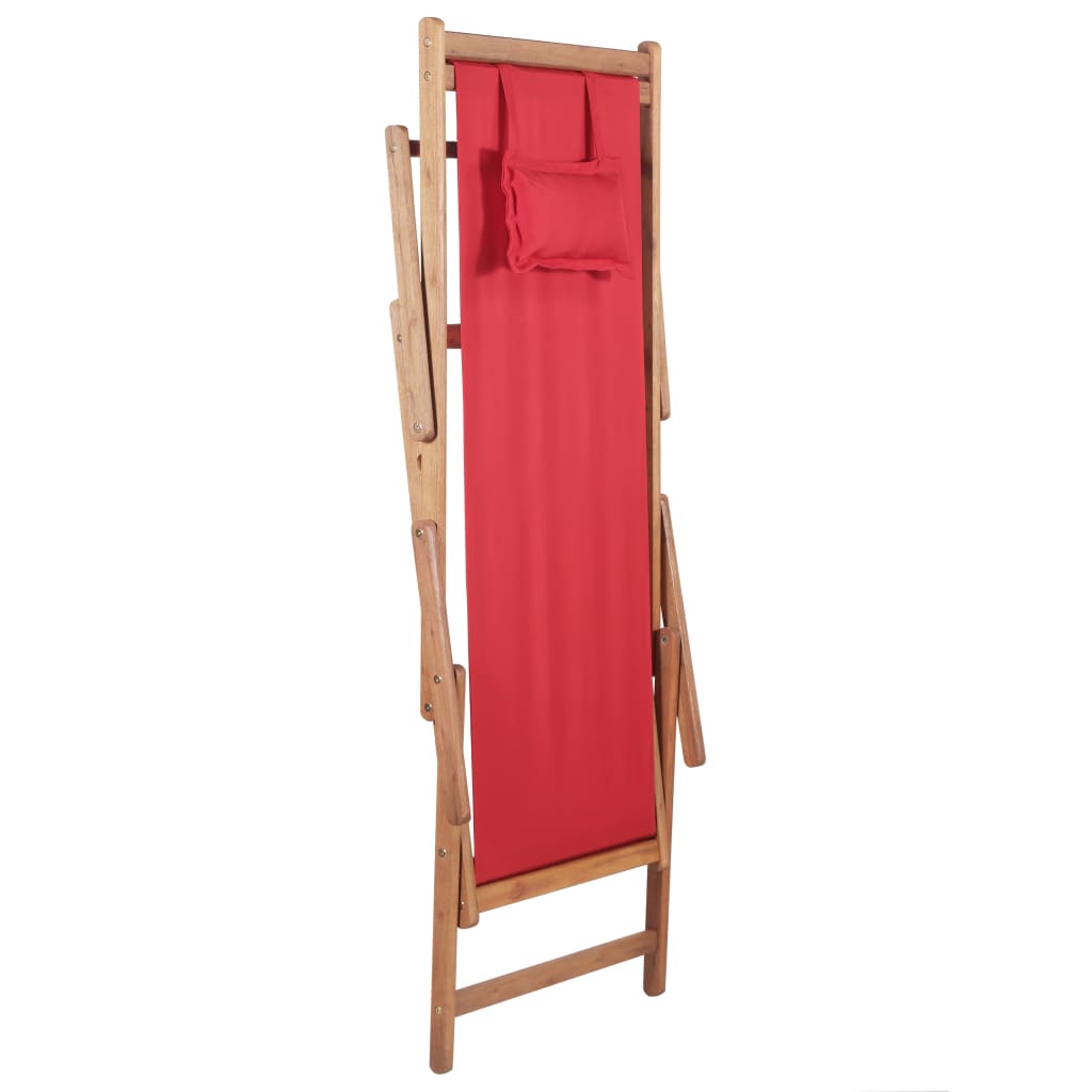 vidaXL Beach Sling Patio Chair Folding Deck Chair Fabric and Wooden Frame-41