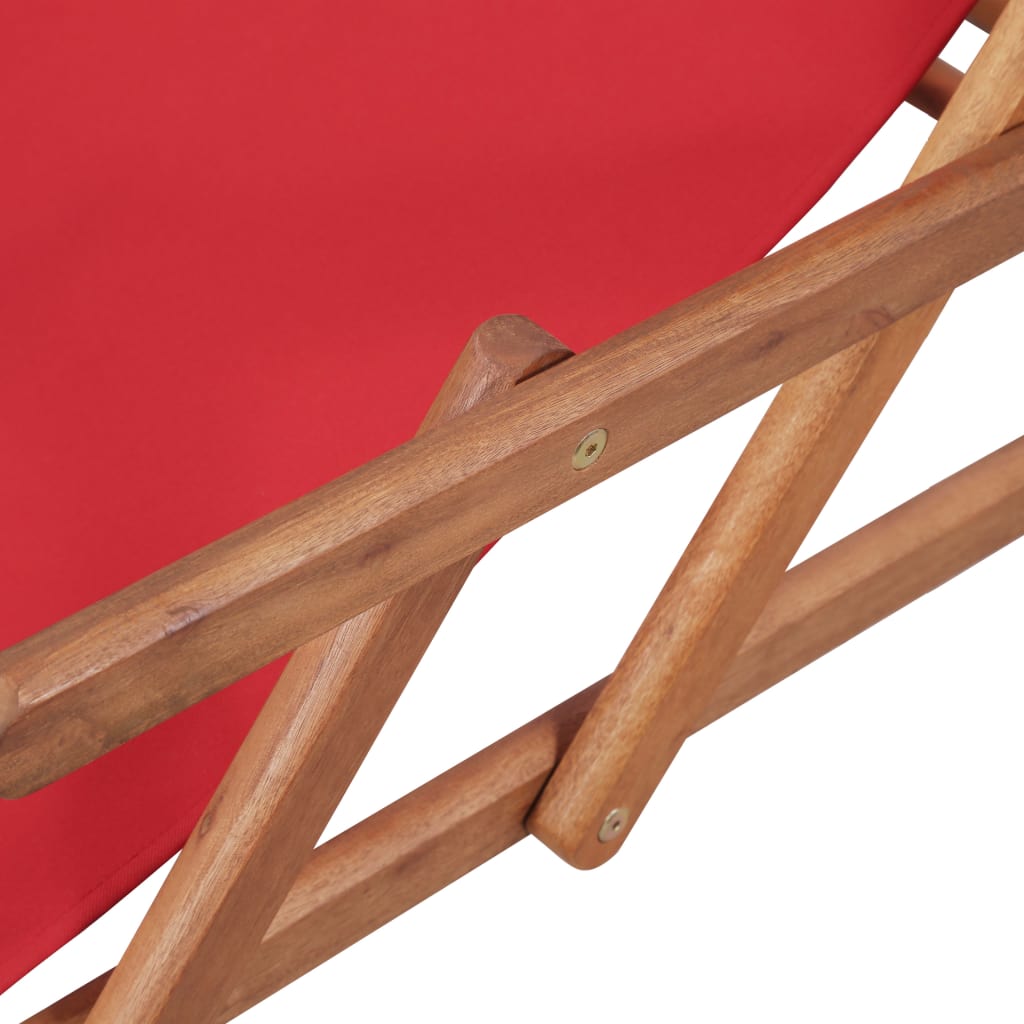 vidaXL Beach Sling Patio Chair Folding Deck Chair Fabric and Wooden Frame-47