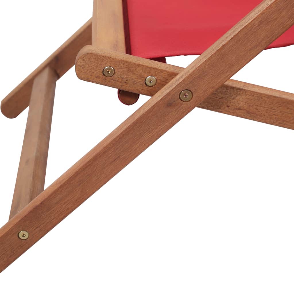 vidaXL Beach Sling Patio Chair Folding Deck Chair Fabric and Wooden Frame-53