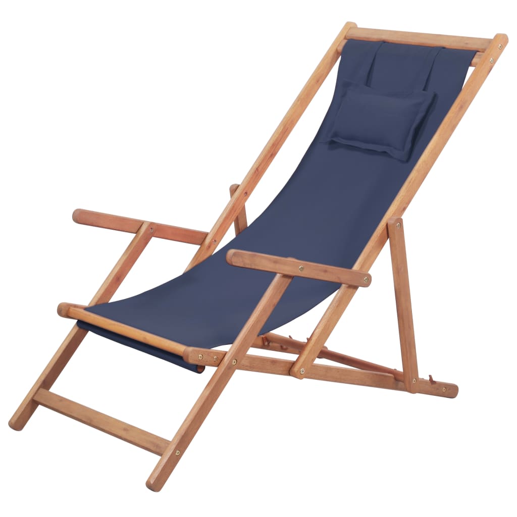 vidaXL Beach Sling Patio Chair Folding Deck Chair Fabric and Wooden Frame-22