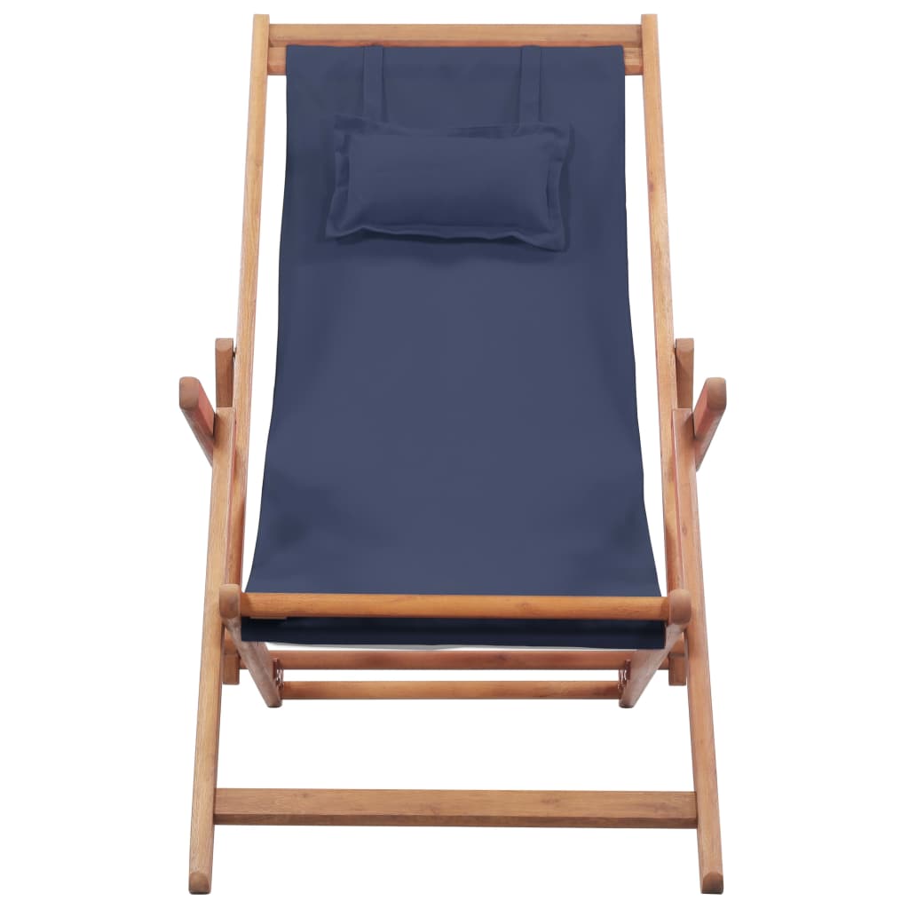 vidaXL Beach Sling Patio Chair Folding Deck Chair Fabric and Wooden Frame-28