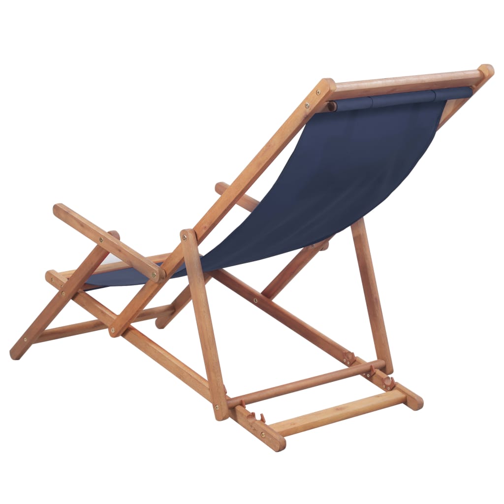 vidaXL Beach Sling Patio Chair Folding Deck Chair Fabric and Wooden Frame-34