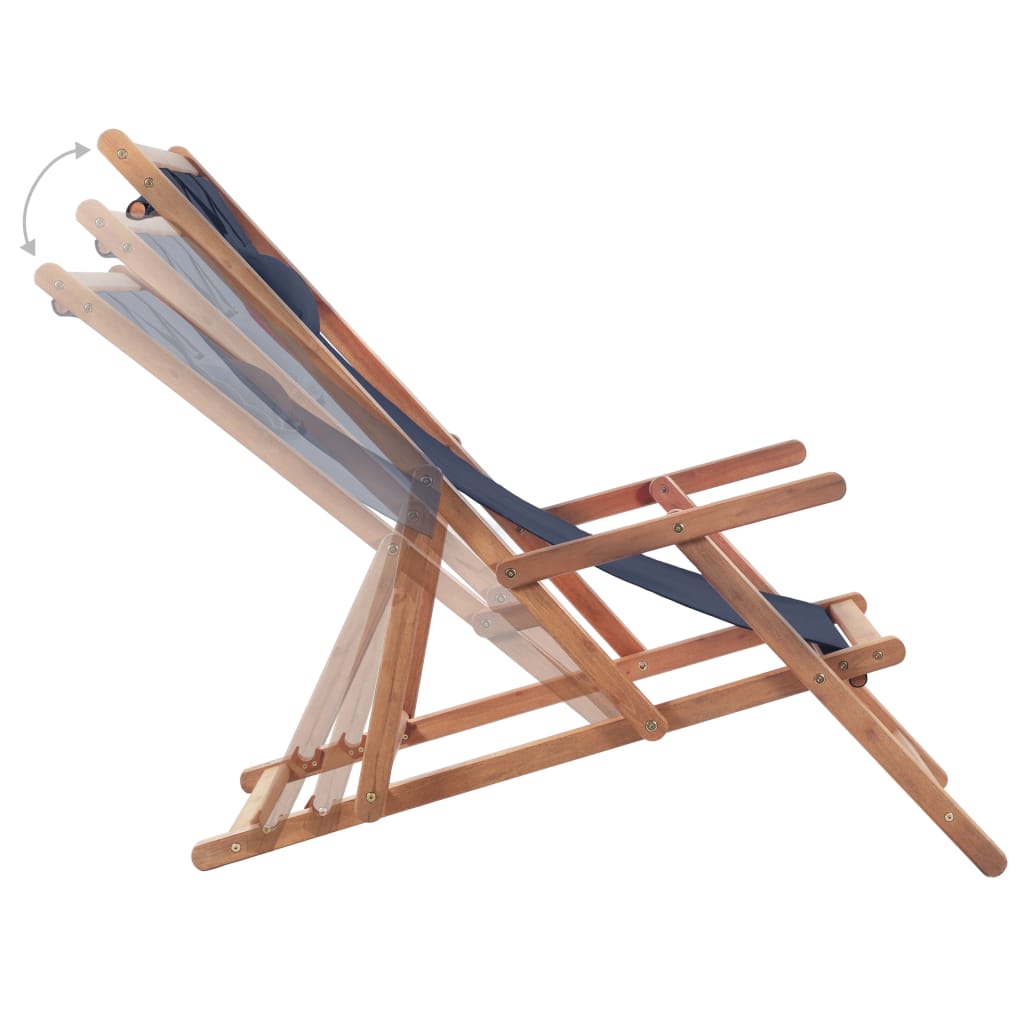 vidaXL Beach Sling Patio Chair Folding Deck Chair Fabric and Wooden Frame-5