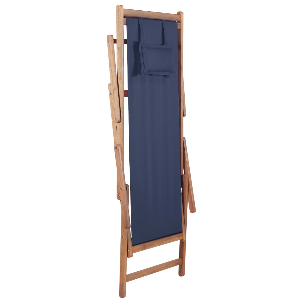 vidaXL Beach Sling Patio Chair Folding Deck Chair Fabric and Wooden Frame-7